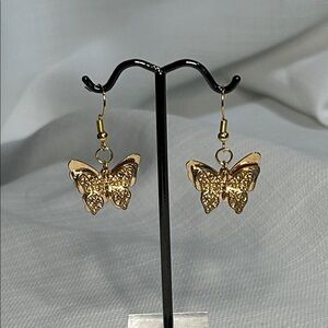 Gold Tone Butterfly Earrings